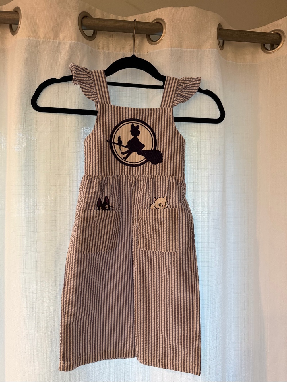 Striped Kids One-Piece Romper with Pocket Kiki Design
